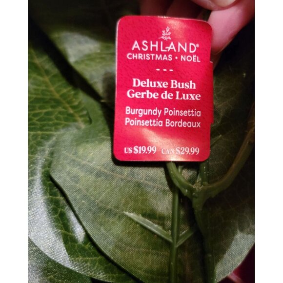 Ashland Christmas Noël Burgundy Poinsettia Deluxe Bush Artificial Flowers - Picture 3 of 4